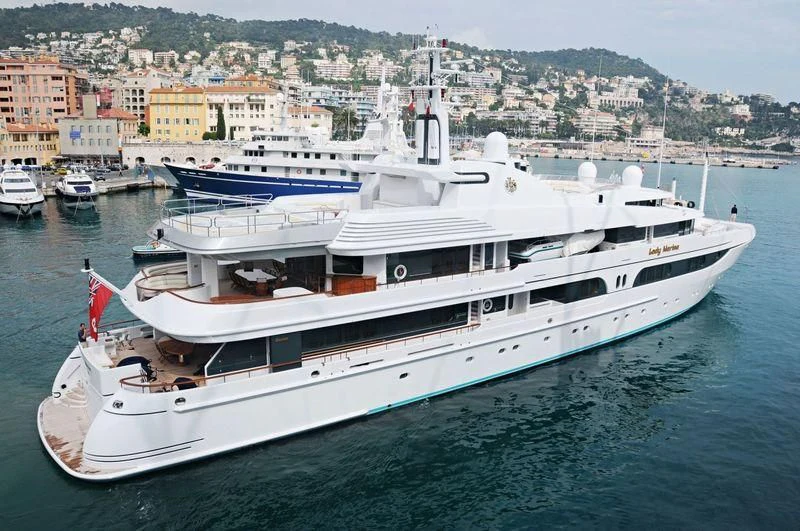 a large white boat in the water aboard LADY MARINA Yacht for Sale