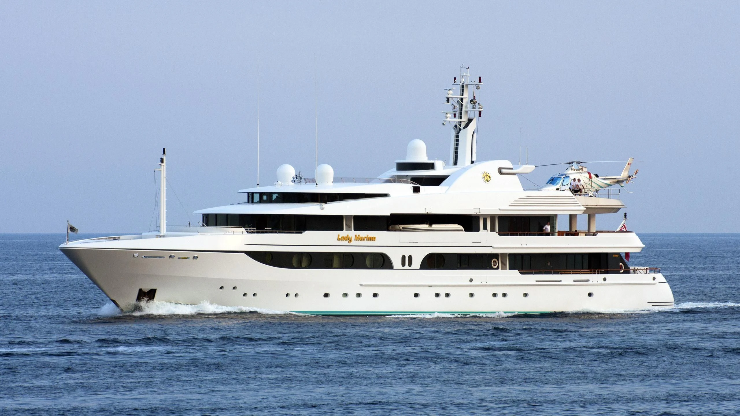a white yacht on the water aboard LADY MARINA Yacht for Sale