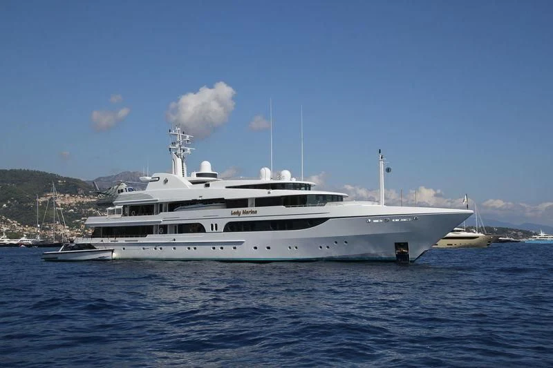 a white yacht in the water aboard LADY MARINA Yacht for Sale
