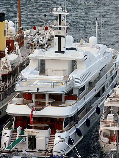 a large white boat with many people on it aboard LADY MARINA Yacht for Sale