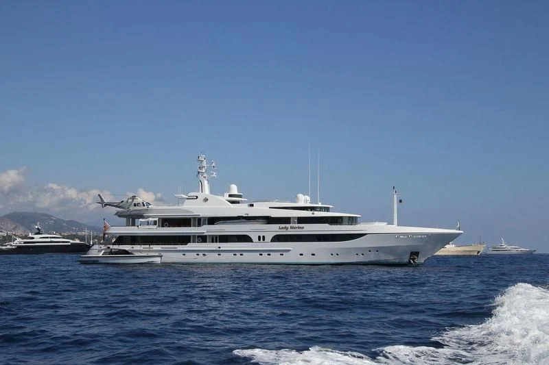 a large white yacht in the water aboard LADY MARINA Yacht for Sale