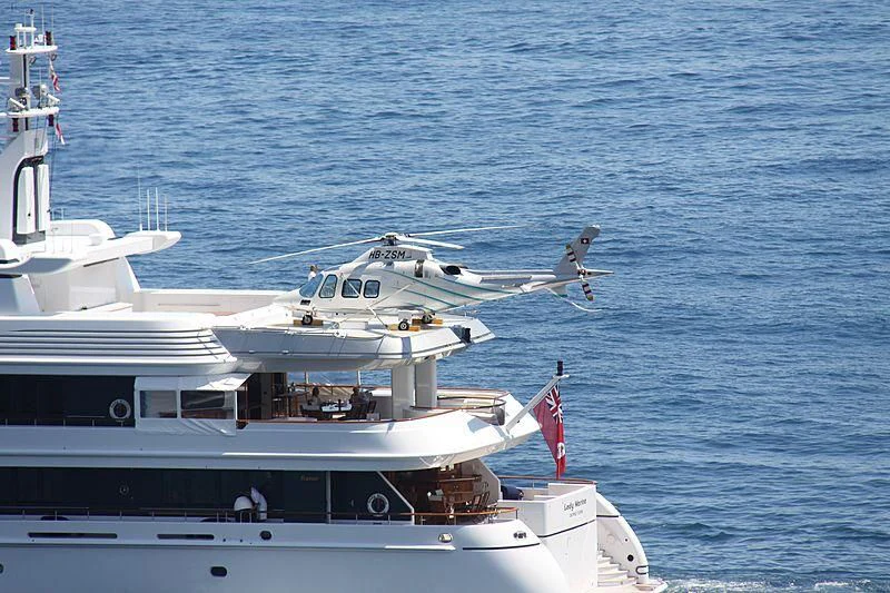 a boat with a drone flying over it aboard LADY MARINA Yacht for Sale
