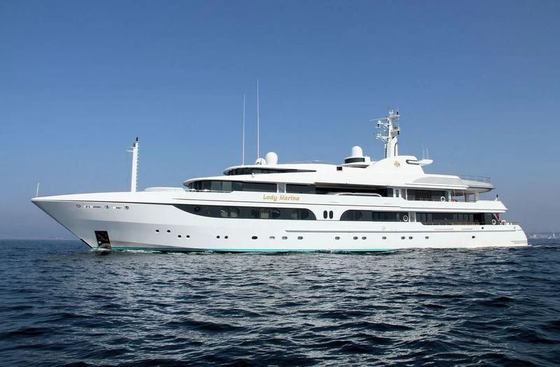 a white yacht in the water aboard LADY MARINA Yacht for Sale