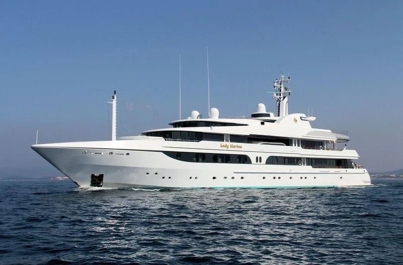 a white yacht in the water aboard LADY MARINA Yacht for Sale