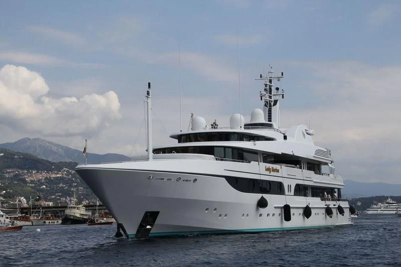a large white ship aboard LADY MARINA Yacht for Sale