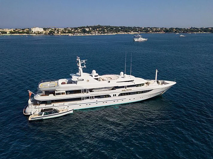 a large white boat in the water aboard LADY MARINA Yacht for Sale