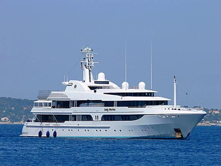 a large white boat in the water aboard LADY MARINA Yacht for Sale