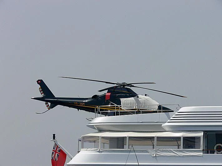 a helicopter on a boat aboard LADY MARINA Yacht for Sale