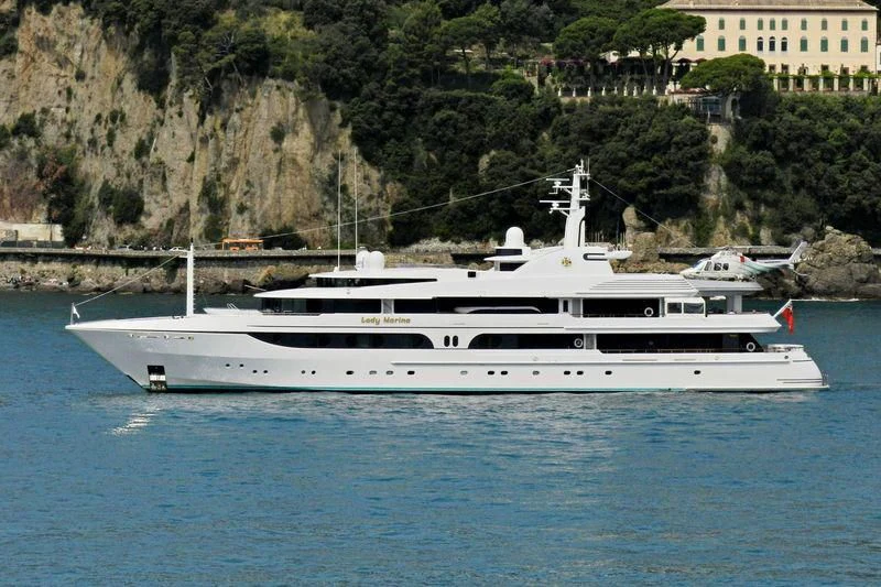 a white yacht in the water aboard LADY MARINA Yacht for Sale