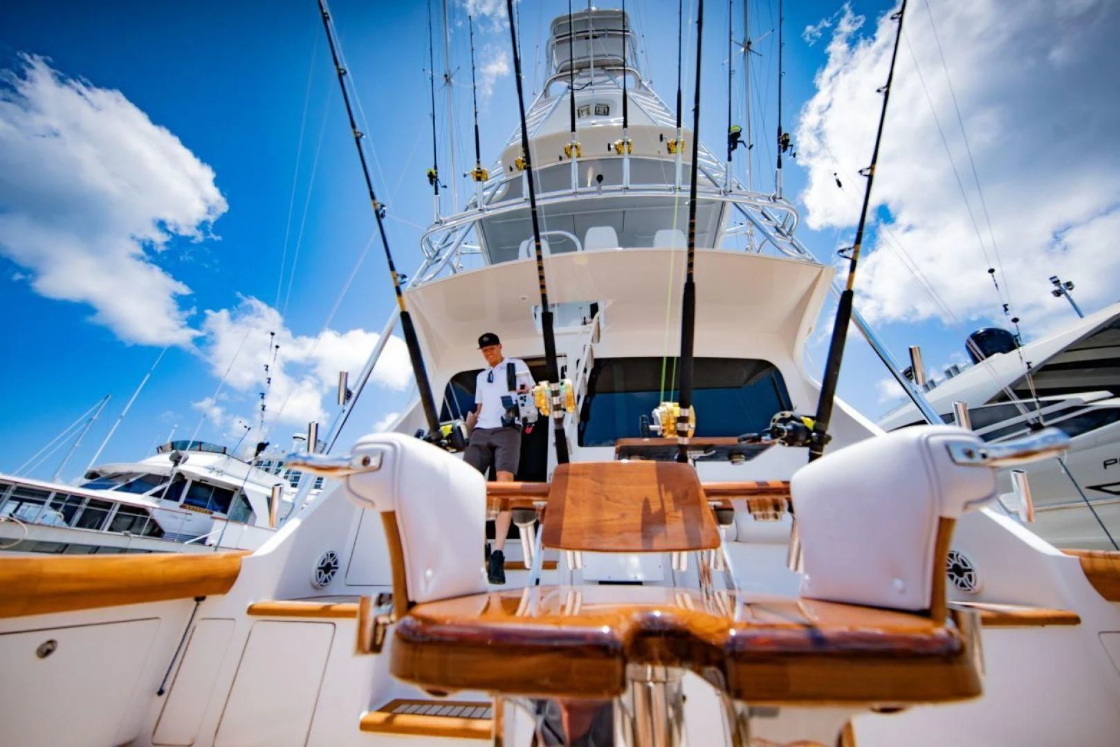 a boat with a person standing on the deck aboard SALT7 Yacht for Sale