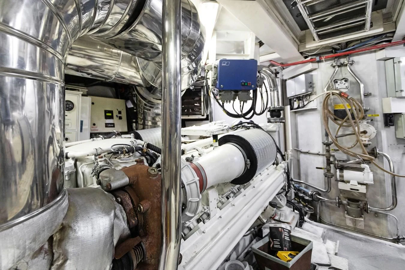 a large machine with pipes aboard CRISTALES Yacht for Sale