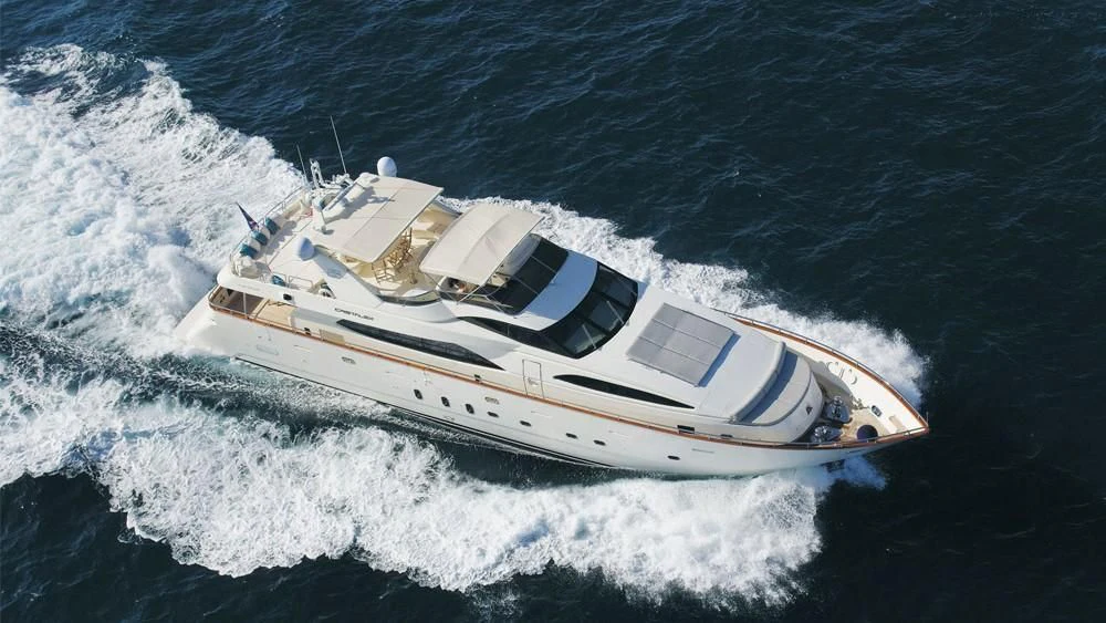a high angle view of a boat aboard CRISTALES Yacht for Sale