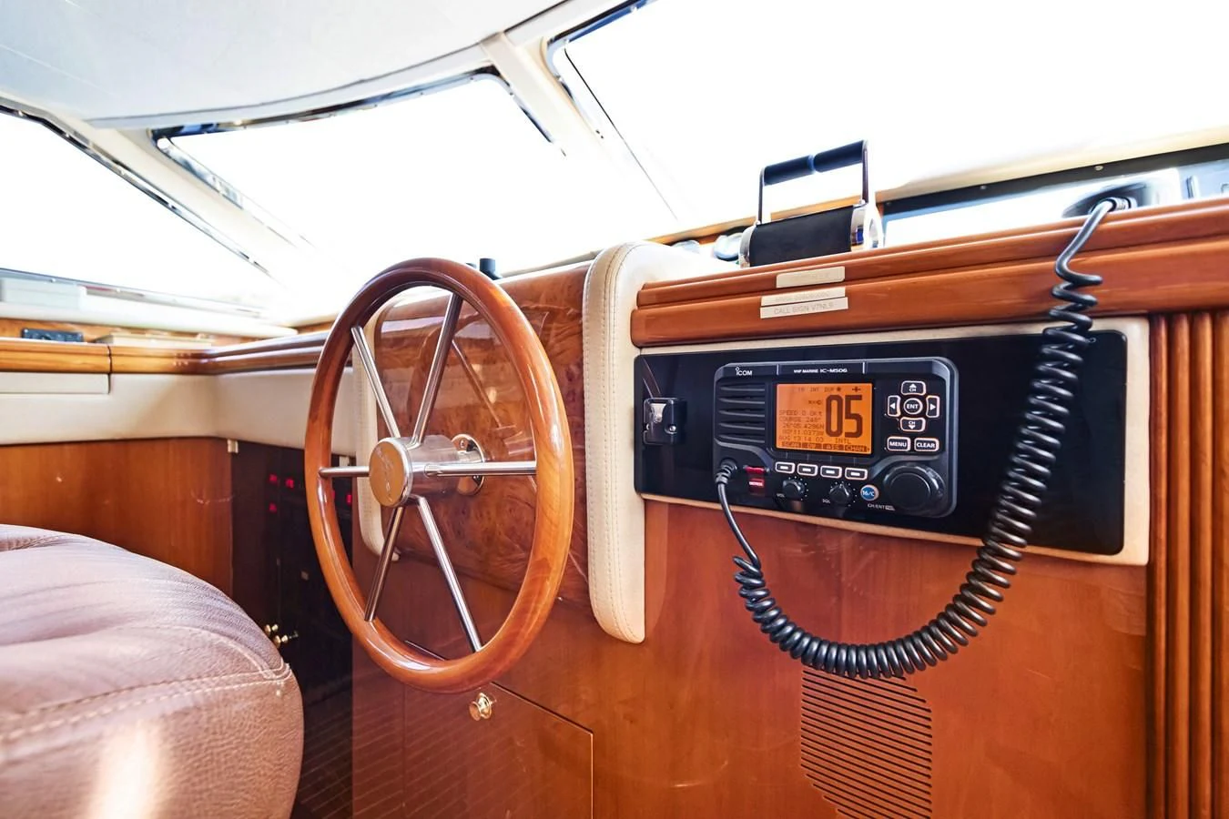 a radio on a car aboard CRISTALES Yacht for Sale