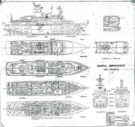 diagram, engineering drawing aboard VAN TRIUMPH Yacht for Sale