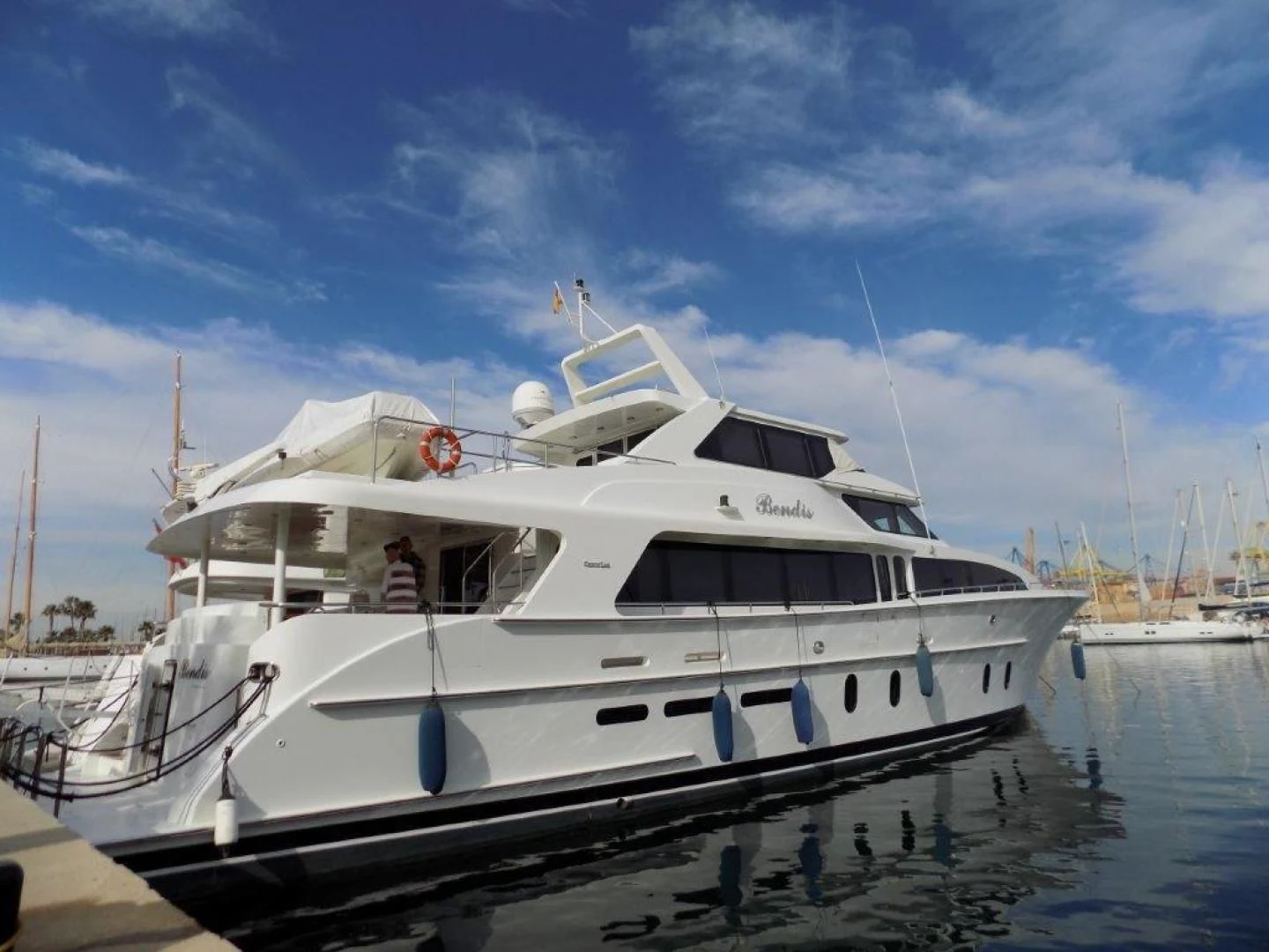 a white yacht on the water aboard BENDIS Yacht for Sale