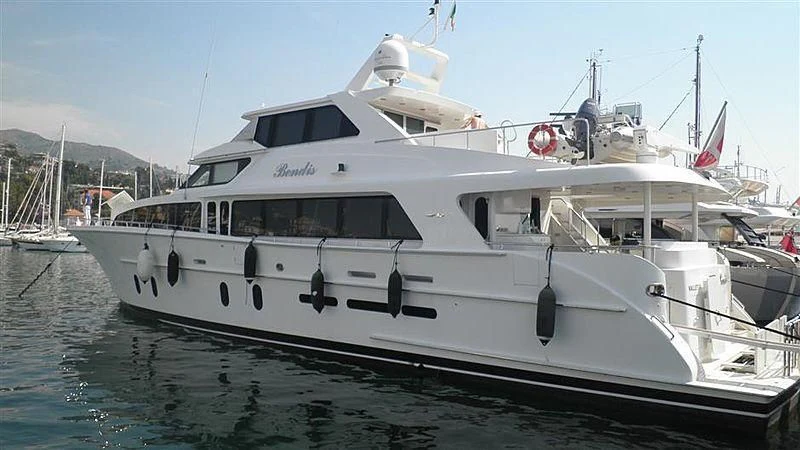 a large white yacht aboard BENDIS Yacht for Sale