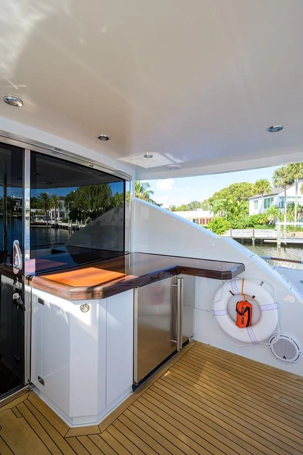 a kitchen with a large window aboard LADY NADIA Yacht for Sale