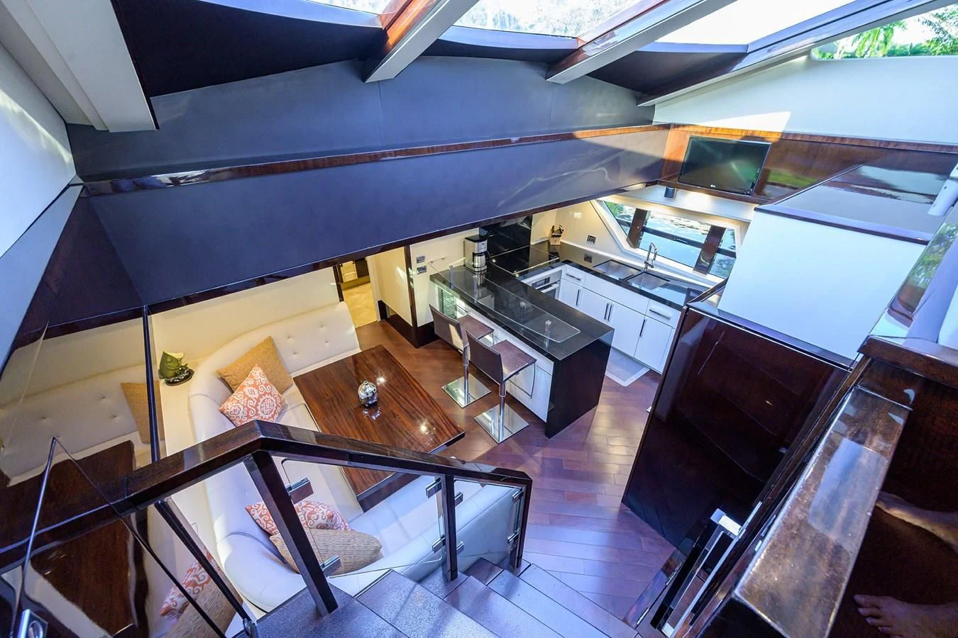 a room with a piano and a piano aboard LADY NADIA Yacht for Sale