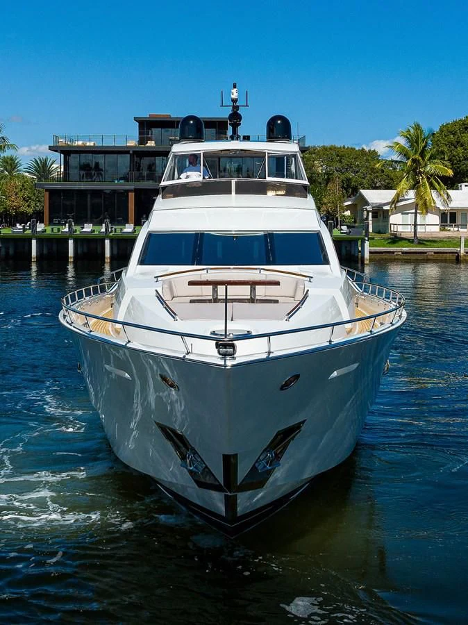 a white boat in the water aboard LADY NADIA Yacht for Sale