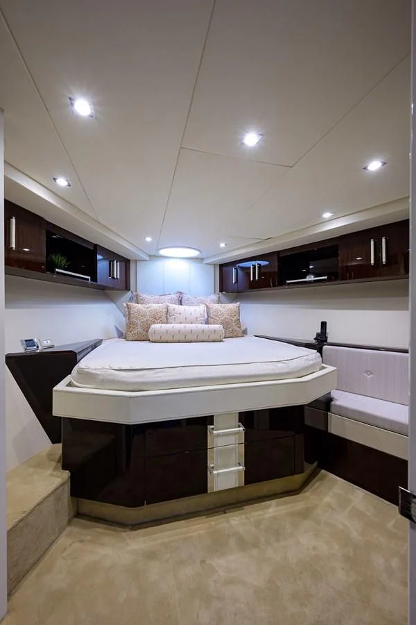 a large white bed in a room aboard LADY NADIA Yacht for Sale