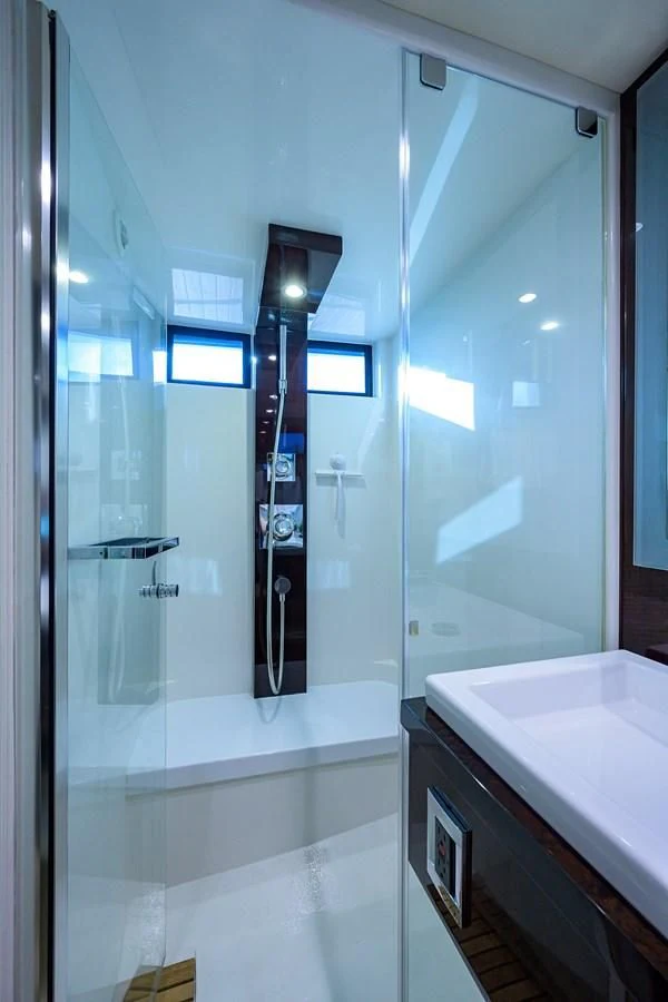 a shower unit in a bathroom aboard LADY NADIA Yacht for Sale