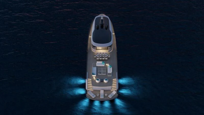 a space shuttle on a black surface aboard PROJECT ALUNA 87 Yacht for Sale