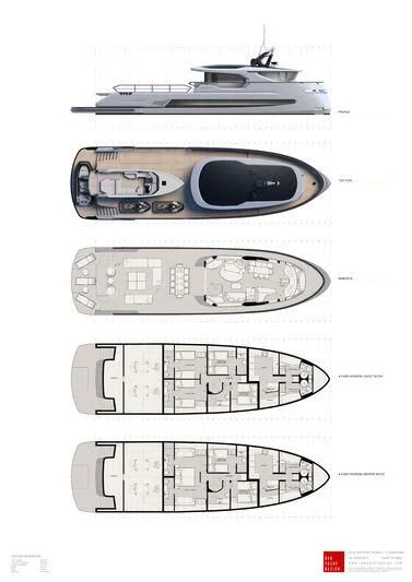 diagram, engineering drawing aboard PROJECT ALUNA 87 Yacht for Sale