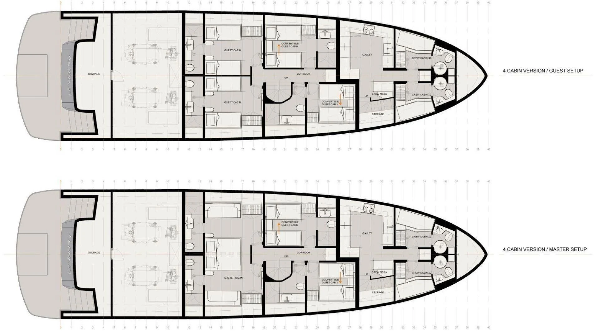diagram, engineering drawing aboard PROJECT ALUNA 87 Yacht for Sale