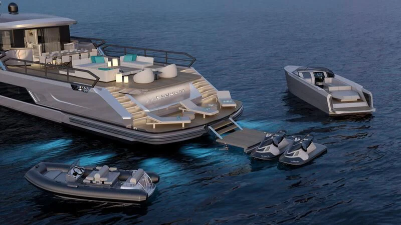 a group of boats in the water aboard PROJECT ALUNA 87 Yacht for Sale