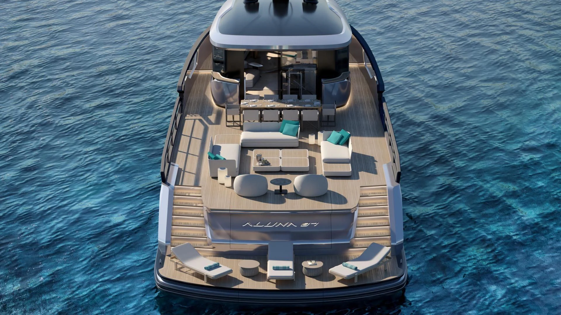 a ship on the water aboard PROJECT ALUNA 87 Yacht for Sale