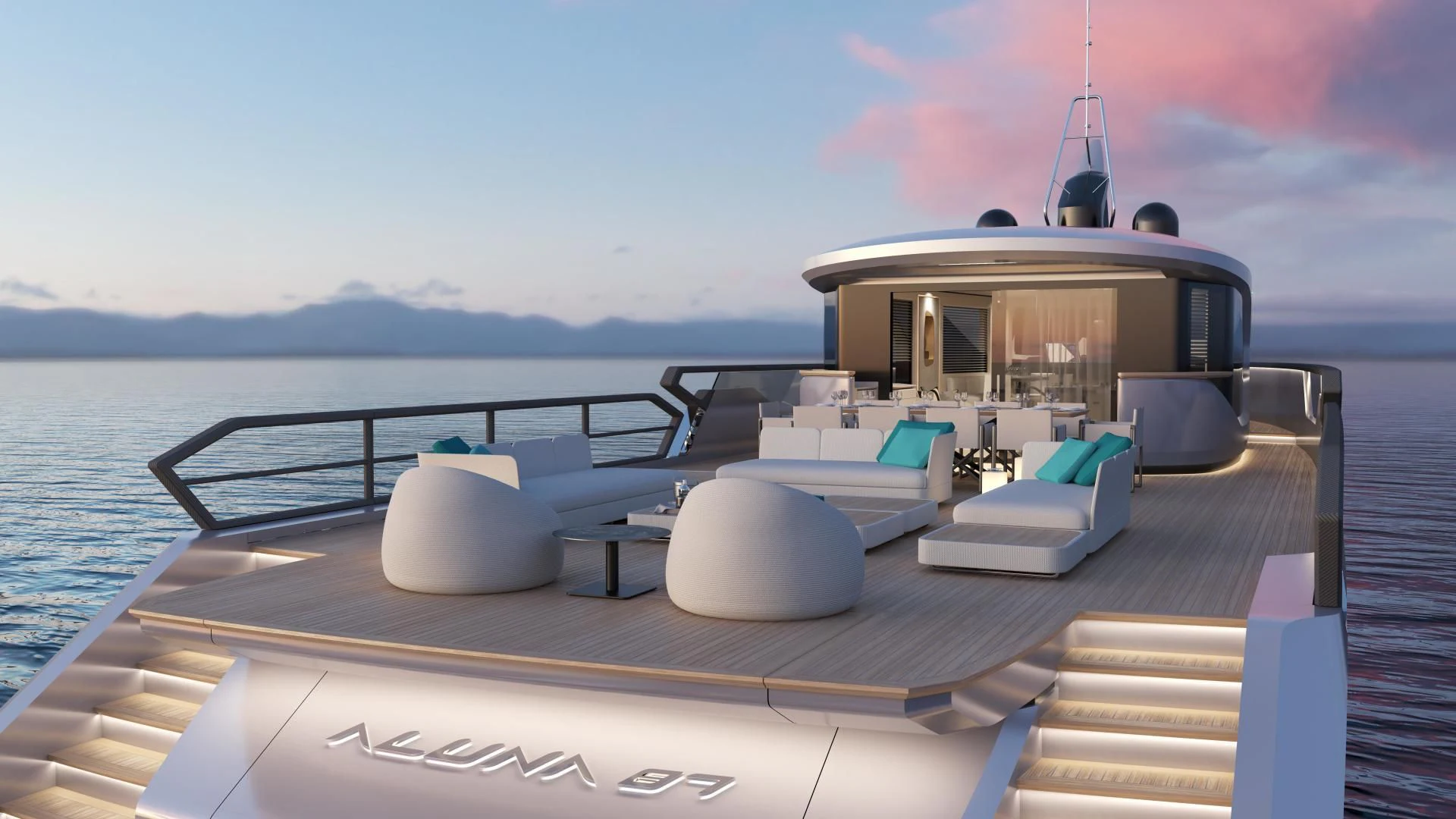 a boat on the water aboard PROJECT ALUNA 87 Yacht for Sale