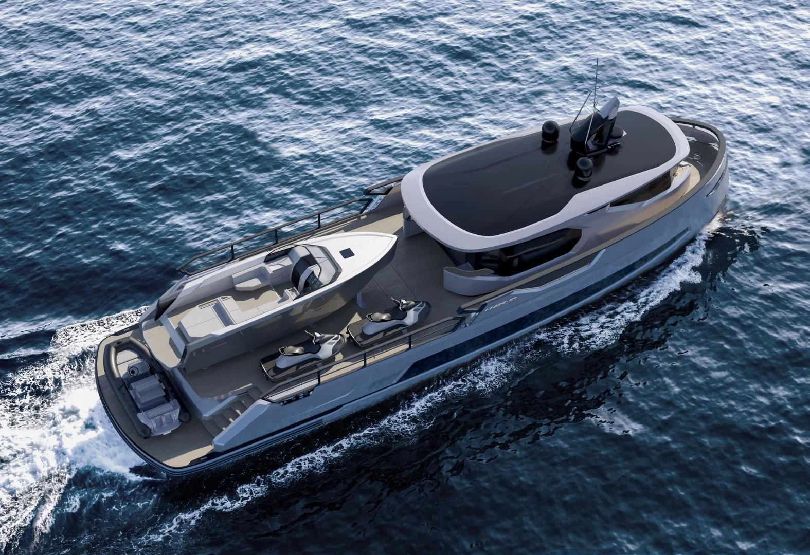 a boat in the water aboard PROJECT ALUNA 87 Yacht for Sale