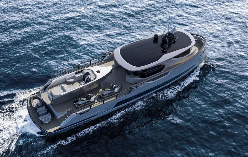 a boat in the water aboard PROJECT ALUNA 87 Yacht for Sale