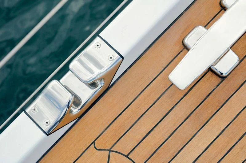a silver and silver object on a wooden surface aboard RUHUBELENT Yacht for Sale
