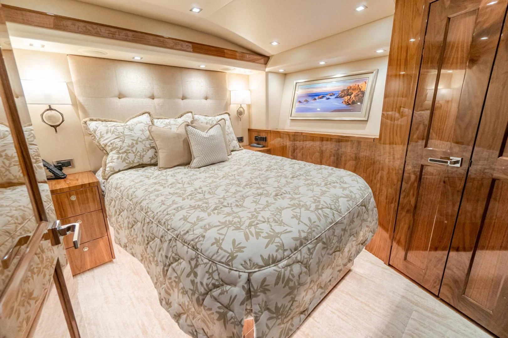 a large bed in a room aboard TAG TEAM Yacht for Sale