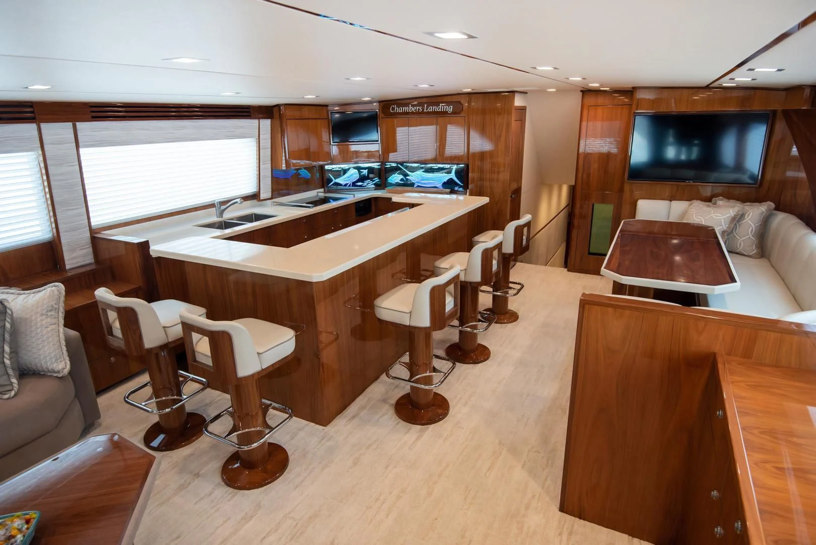 a room with a table and chairs aboard TAG TEAM Yacht for Sale