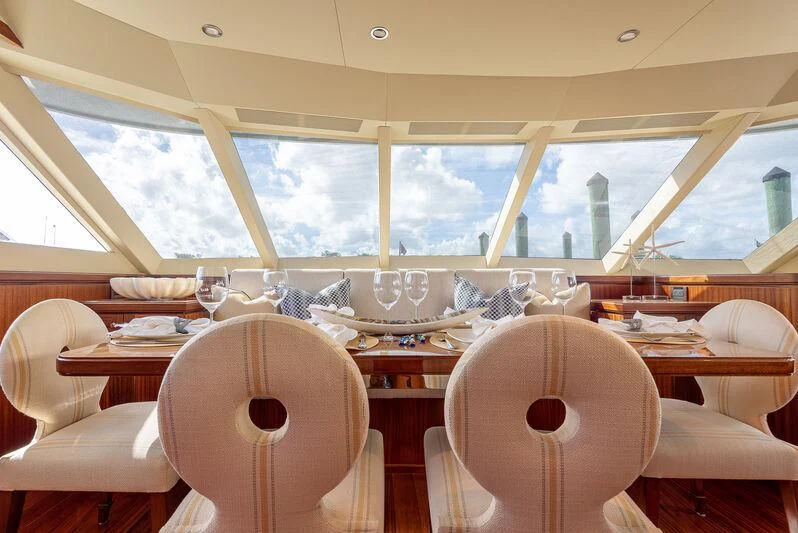a room with a large fan aboard RHYTHM'N BLUES Yacht for Sale