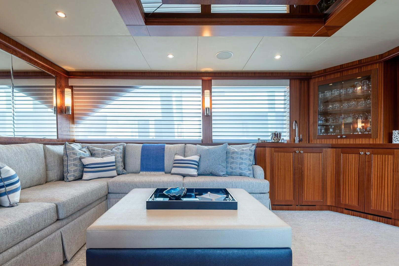 a living room with a couch and a table aboard RHYTHM'N BLUES Yacht for Sale