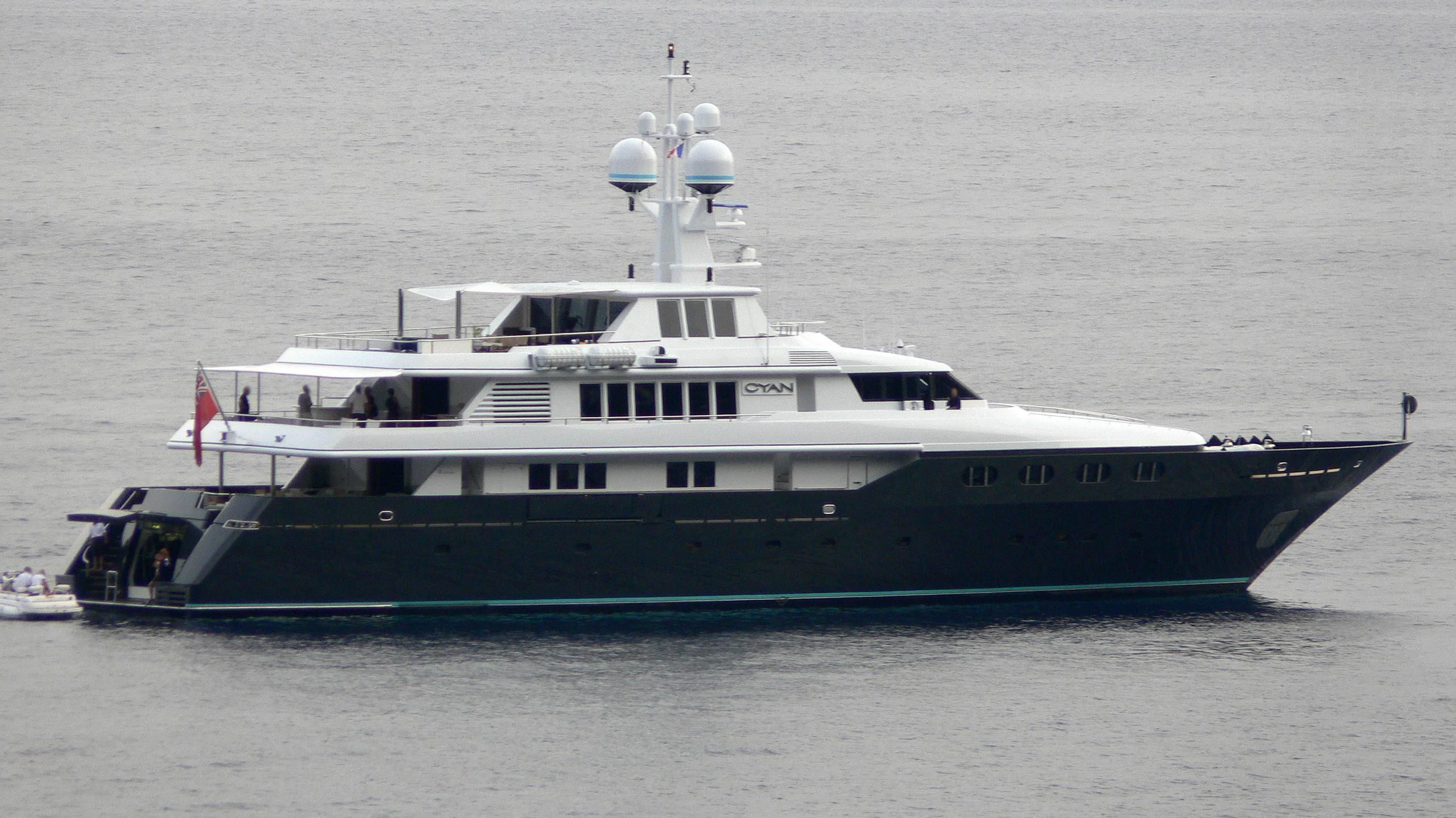 a boat on the water aboard CYAN Yacht for Sale