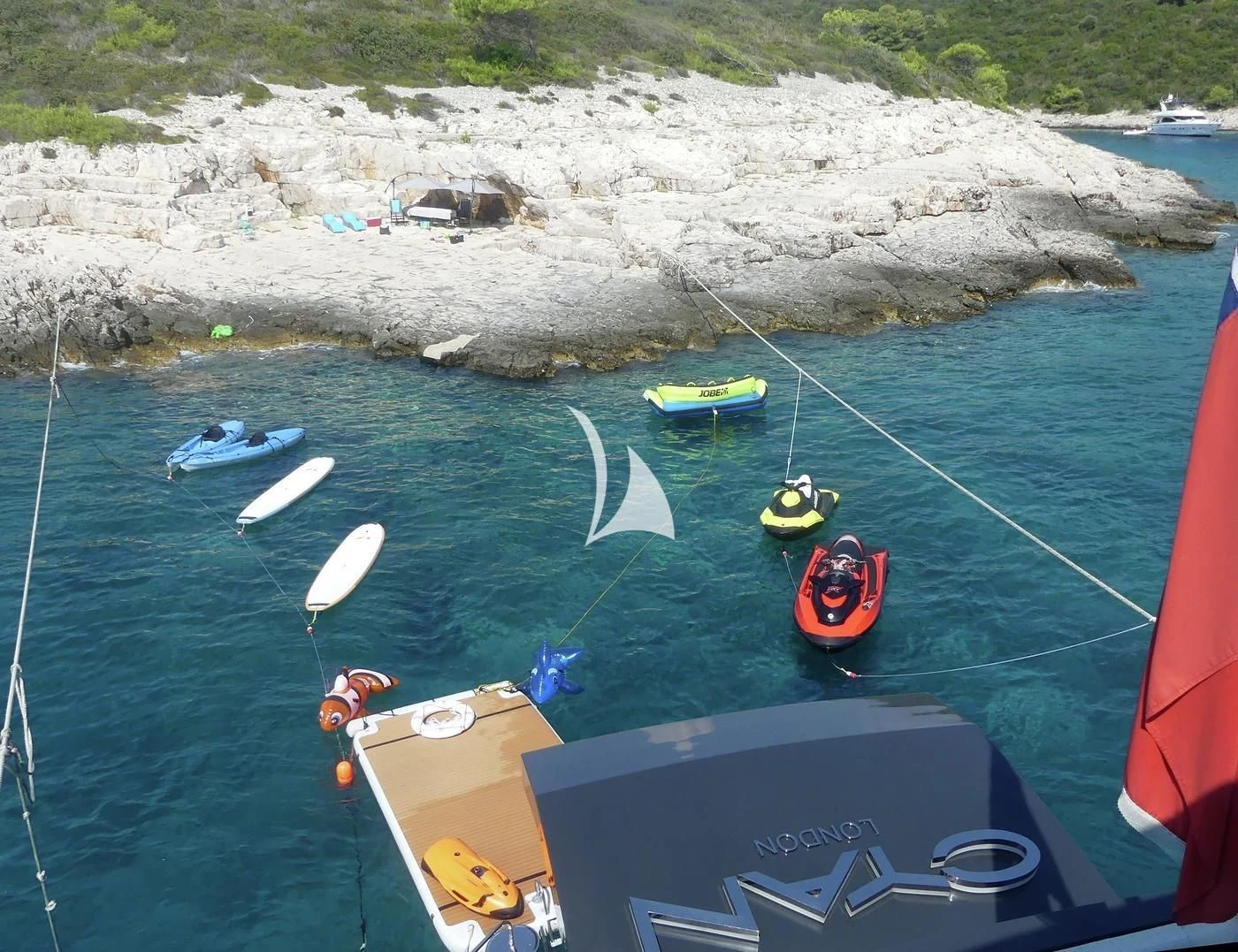 boats in the water aboard CYAN Yacht for Sale