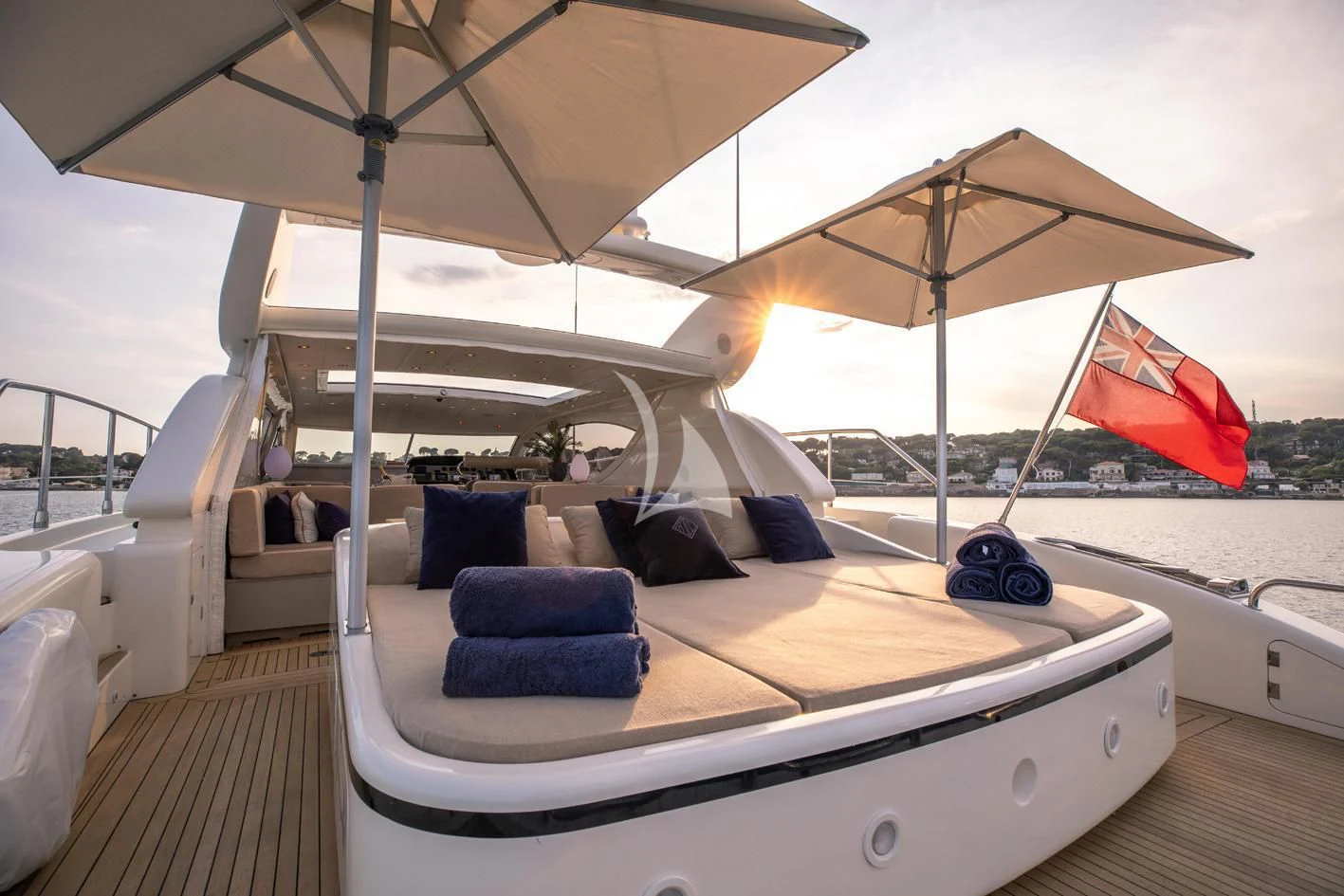 a tent with a couch and a bed aboard ELLERY A Yacht for Sale