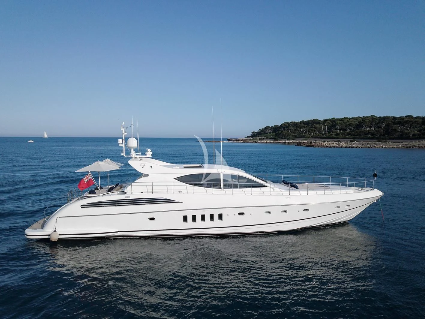 a white yacht in the water aboard ELLERY A Yacht for Sale