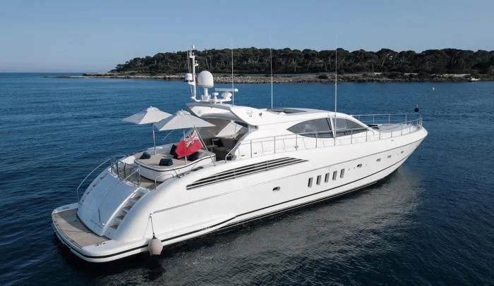 a white yacht in the water aboard ELLERY A Yacht for Sale