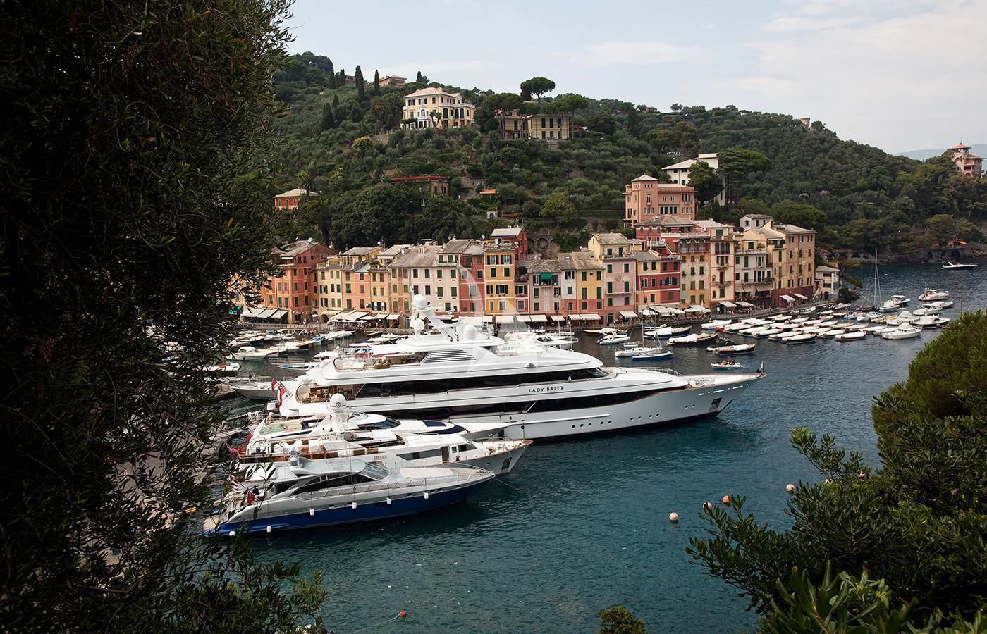 a group of boats in a body of water aboard LADY BRITT Yacht for Charter