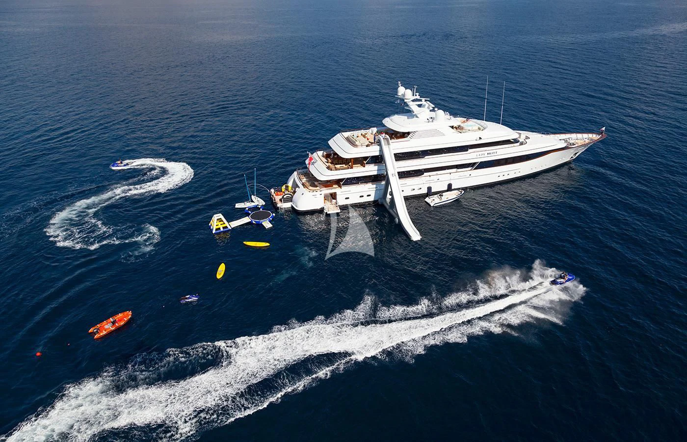 a ship on the water aboard LADY BRITT Yacht for Charter