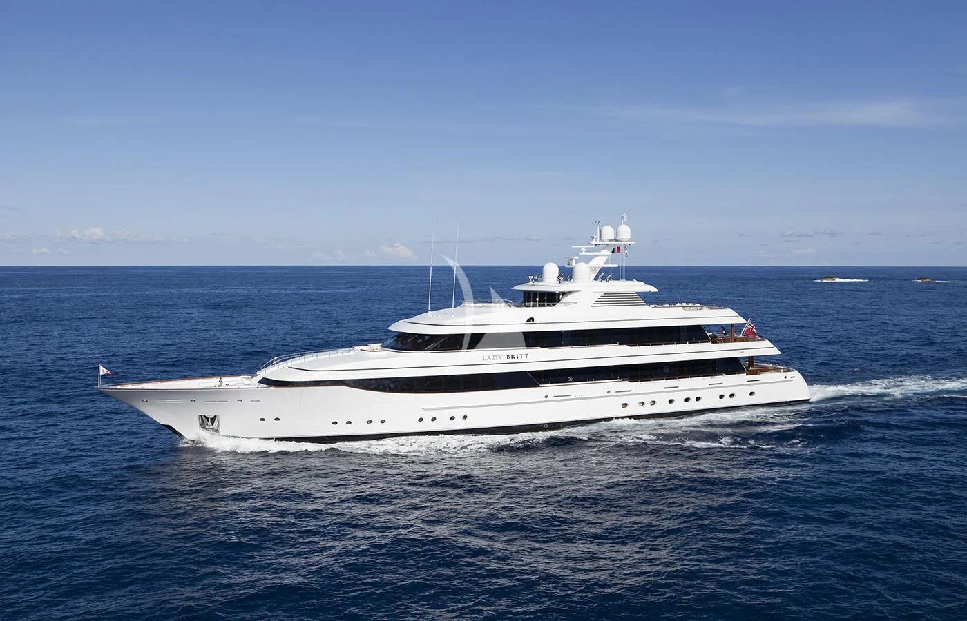 a white yacht in the water aboard LADY BRITT Yacht for Charter