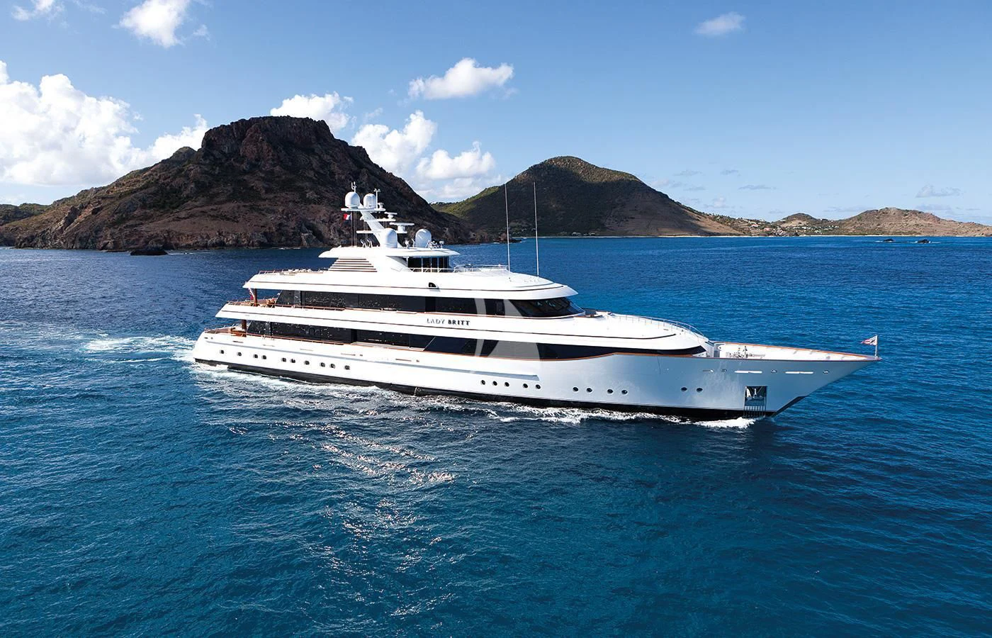 a white yacht in the water aboard LADY BRITT Yacht for Charter