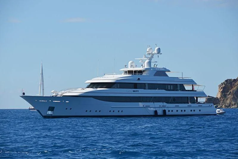 a white yacht in the water aboard LADY BRITT Yacht for Charter