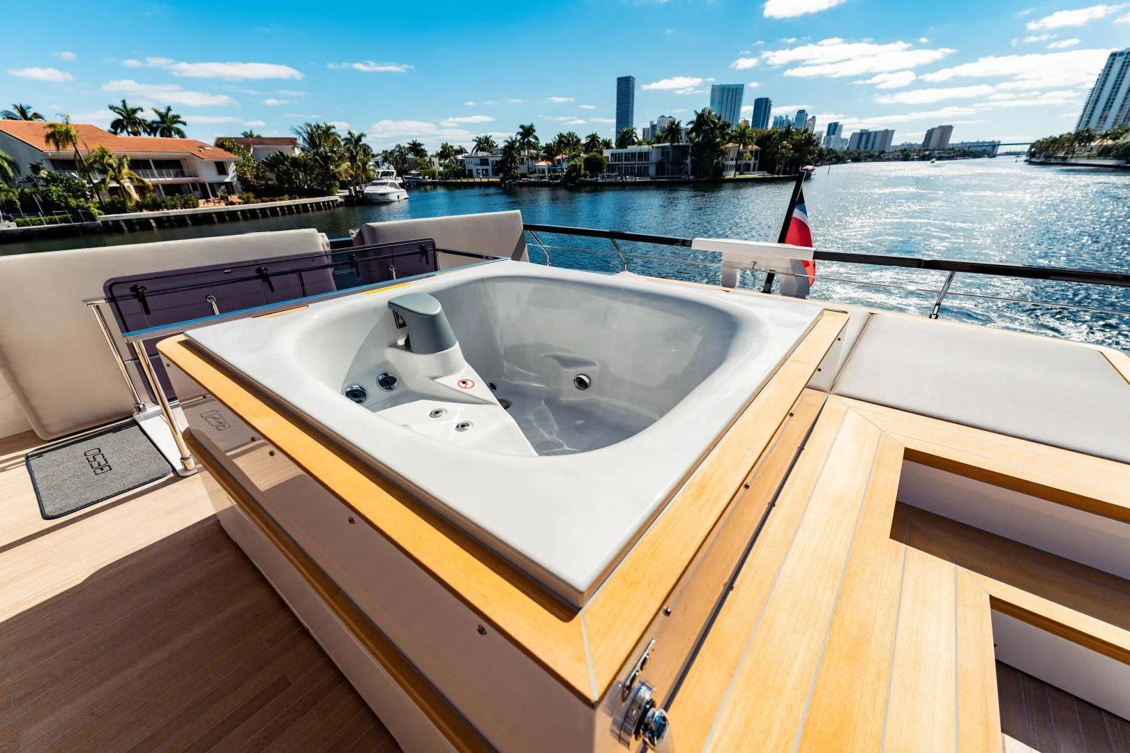 a large white sink on a deck aboard BESO Yacht for Sale