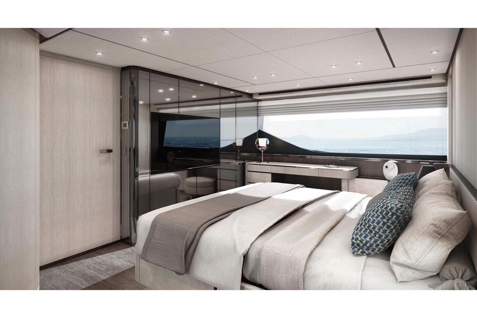 a bed in a room aboard BESO Yacht for Sale